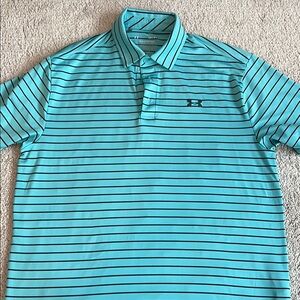 Under Armour Teal Blue Playoff Polo Golf Shirt Size Large
